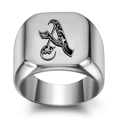 Anello con Iniziale Classic Noble | Oro Bianco