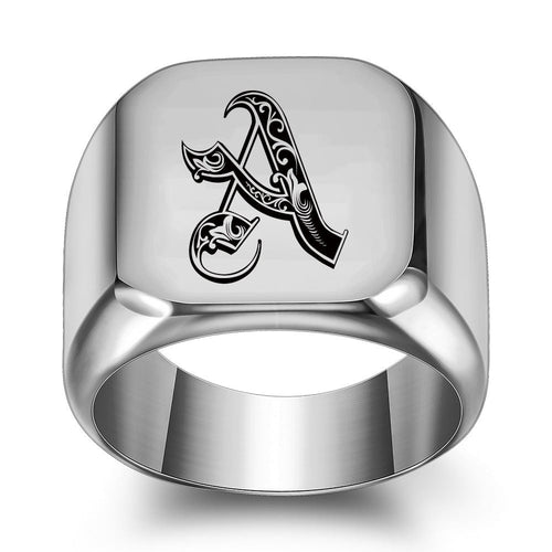 Anello con Iniziale Classic Noble | Oro Bianco