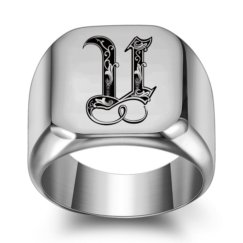 Anello con Iniziale Classic Noble | Oro Bianco