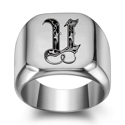 Anello con Iniziale Classic Noble | Oro Bianco