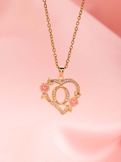 Collana con iniziale e charm floreale | Oro