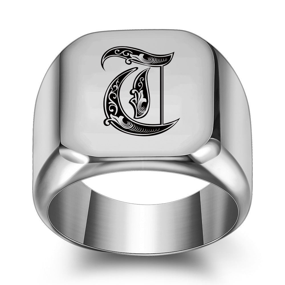 Anello con Iniziale Classic Noble | Oro Bianco