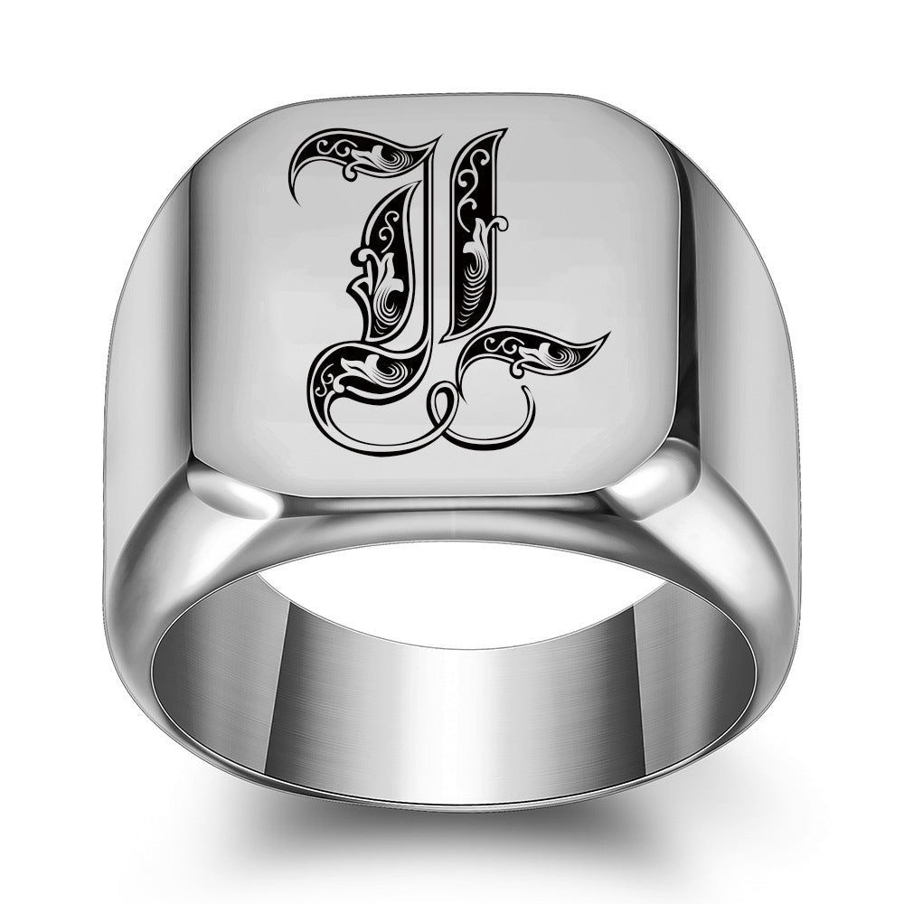 Anello con Iniziale Classic Noble | Oro Bianco