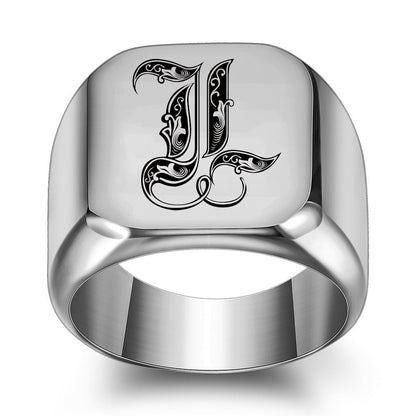 Anello con Iniziale Classic Noble | Oro Bianco