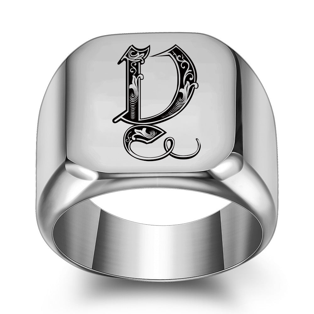 Anello con Iniziale Classic Noble | Oro Bianco