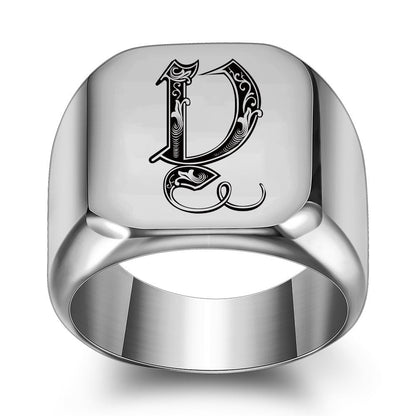 Anello con Iniziale Classic Noble | Oro Bianco