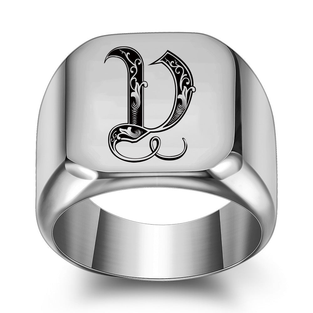Anello con Iniziale Classic Noble | Oro Bianco