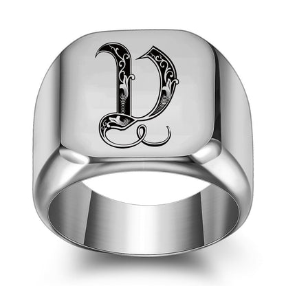 Anello con Iniziale Classic Noble | Oro Bianco