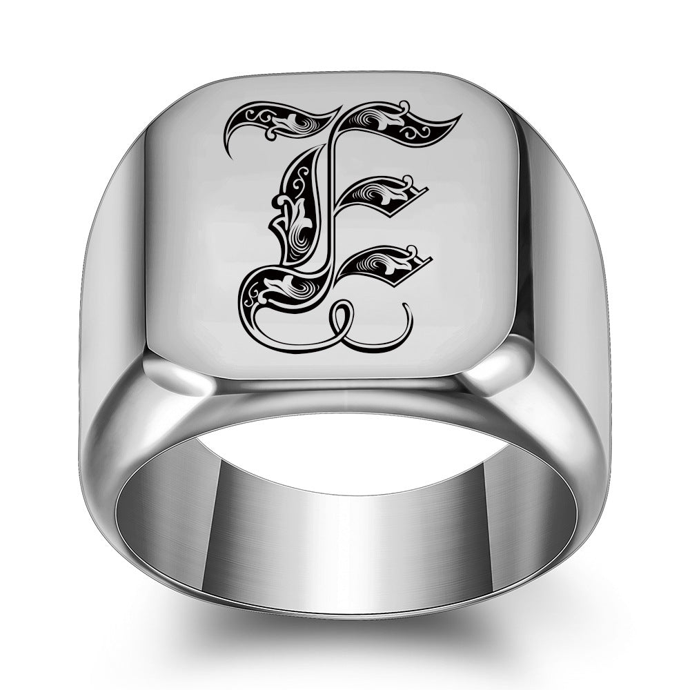 Anello con Iniziale Classic Noble | Oro Bianco