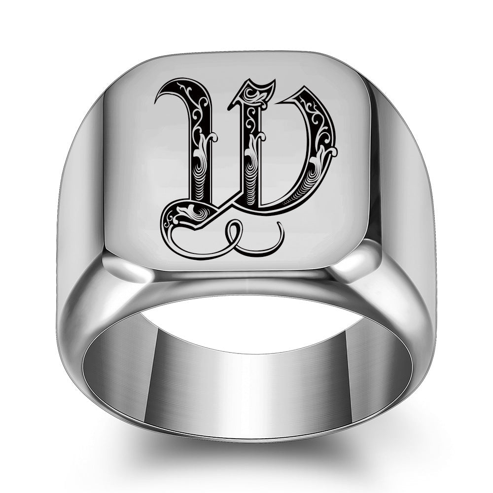 Anello con Iniziale Classic Noble | Oro Bianco
