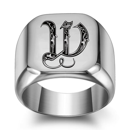 Anello con Iniziale Classic Noble | Oro Bianco