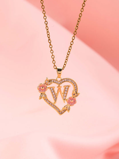 Collana con iniziale e charm floreale | Oro