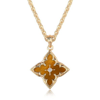 Collana con pendente quadrifoglio blu | Oro