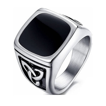 Anello chevalier in onice nera | Oro