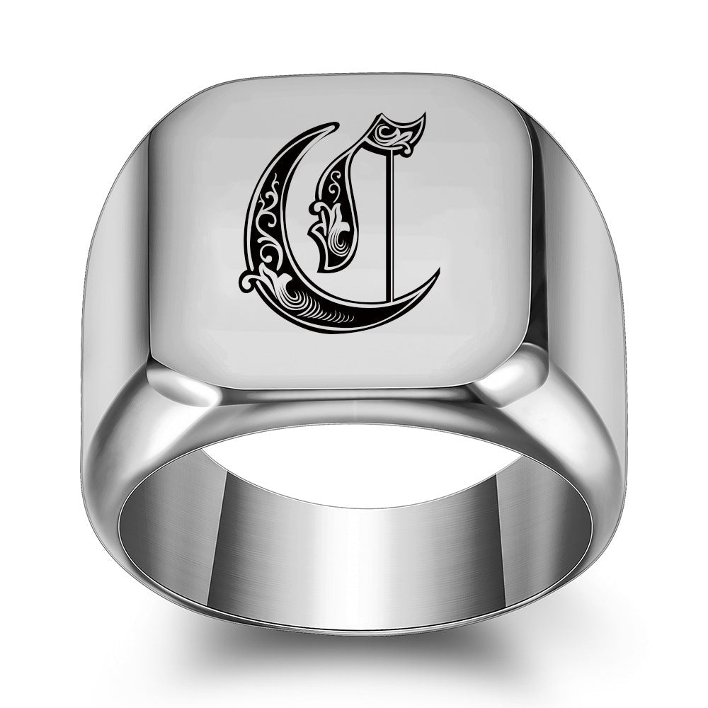 Anello con Iniziale Classic Noble | Oro Bianco
