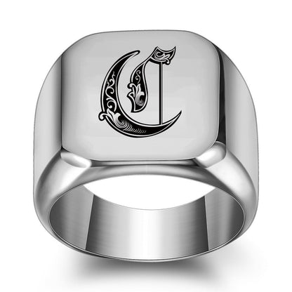 Anello con Iniziale Classic Noble | Oro Bianco