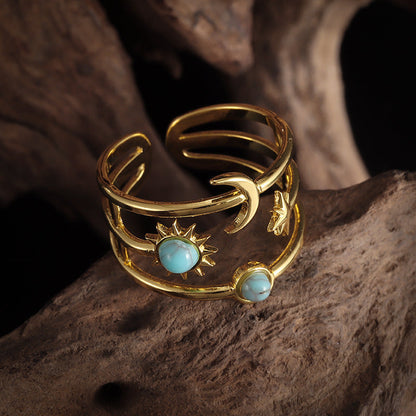 Anello Soluna Orbit Turchese | Oro