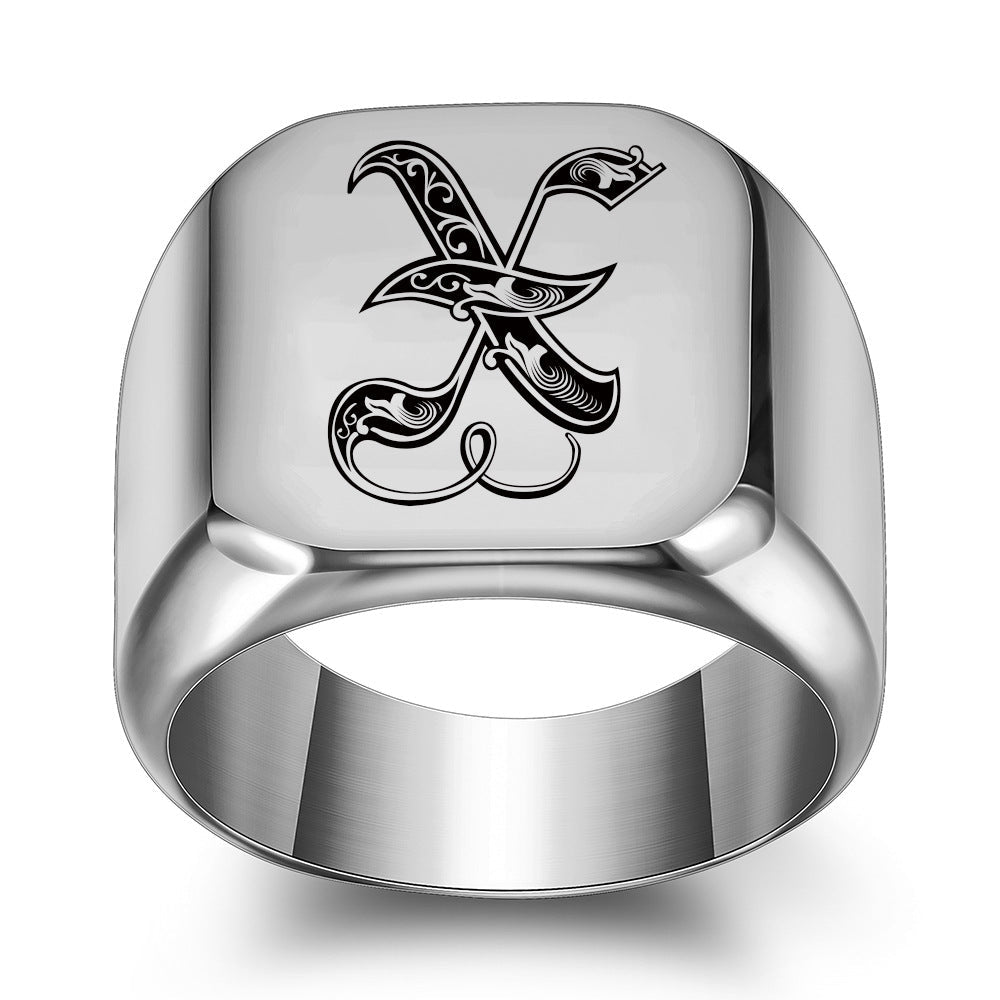 Anello con Iniziale Classic Noble | Oro Bianco