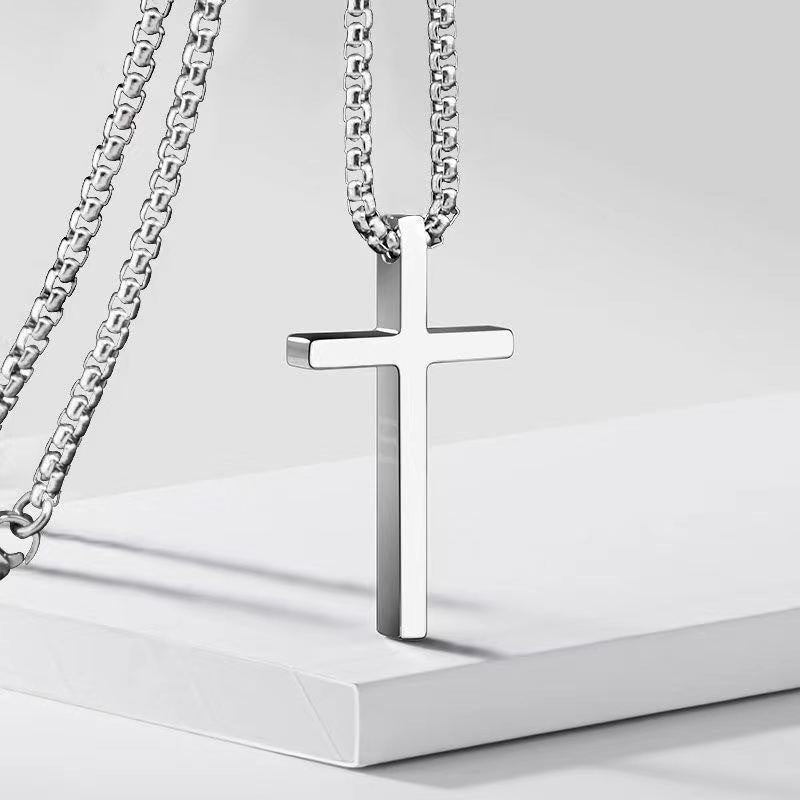 Collana con croce bezel | Oro bianco