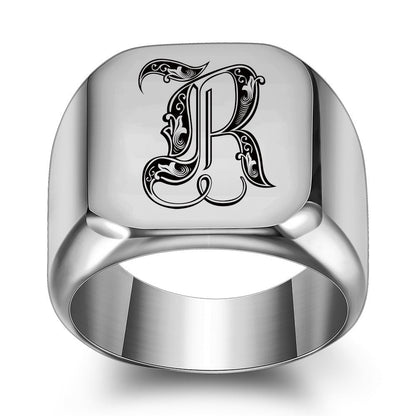 Anello con Iniziale Classic Noble | Oro Bianco