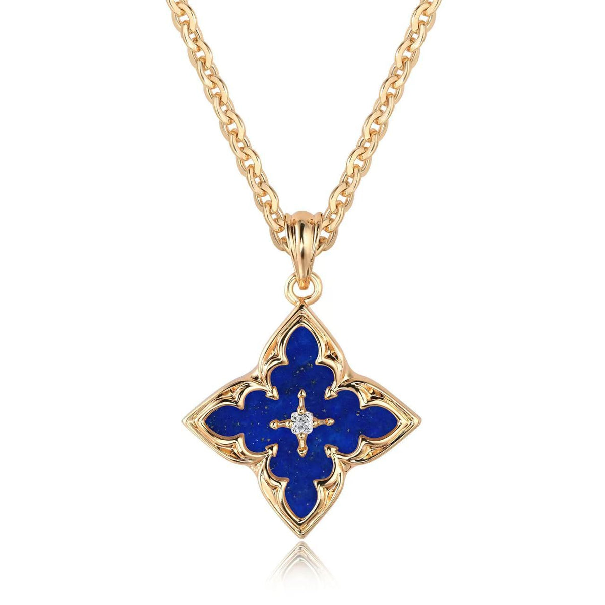 Collana con pendente quadrifoglio bianco | Oro