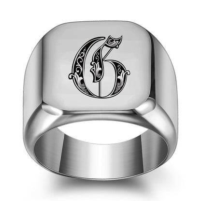 Anello con Iniziale Classic Noble | Oro Bianco