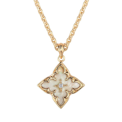 Collana con pendente quadrifoglio bianco | Oro