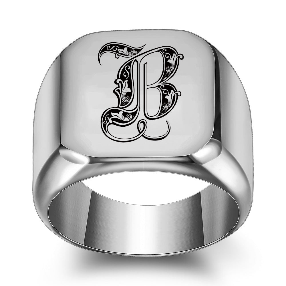 Anello con Iniziale Classic Noble | Oro Bianco