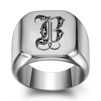 Anello con Iniziale Classic Noble | Oro Bianco