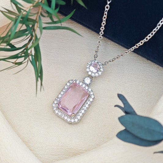 Collana con pendente Rose Pavé | Oro bianco