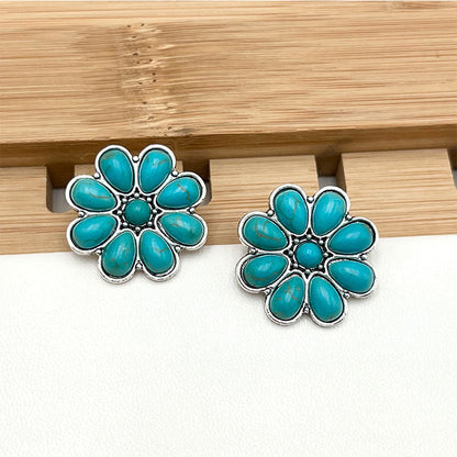 Serelith Turquoise Petal Studs | White Gold