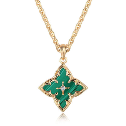 Collana con pendente quadrifoglio bianco | Oro
