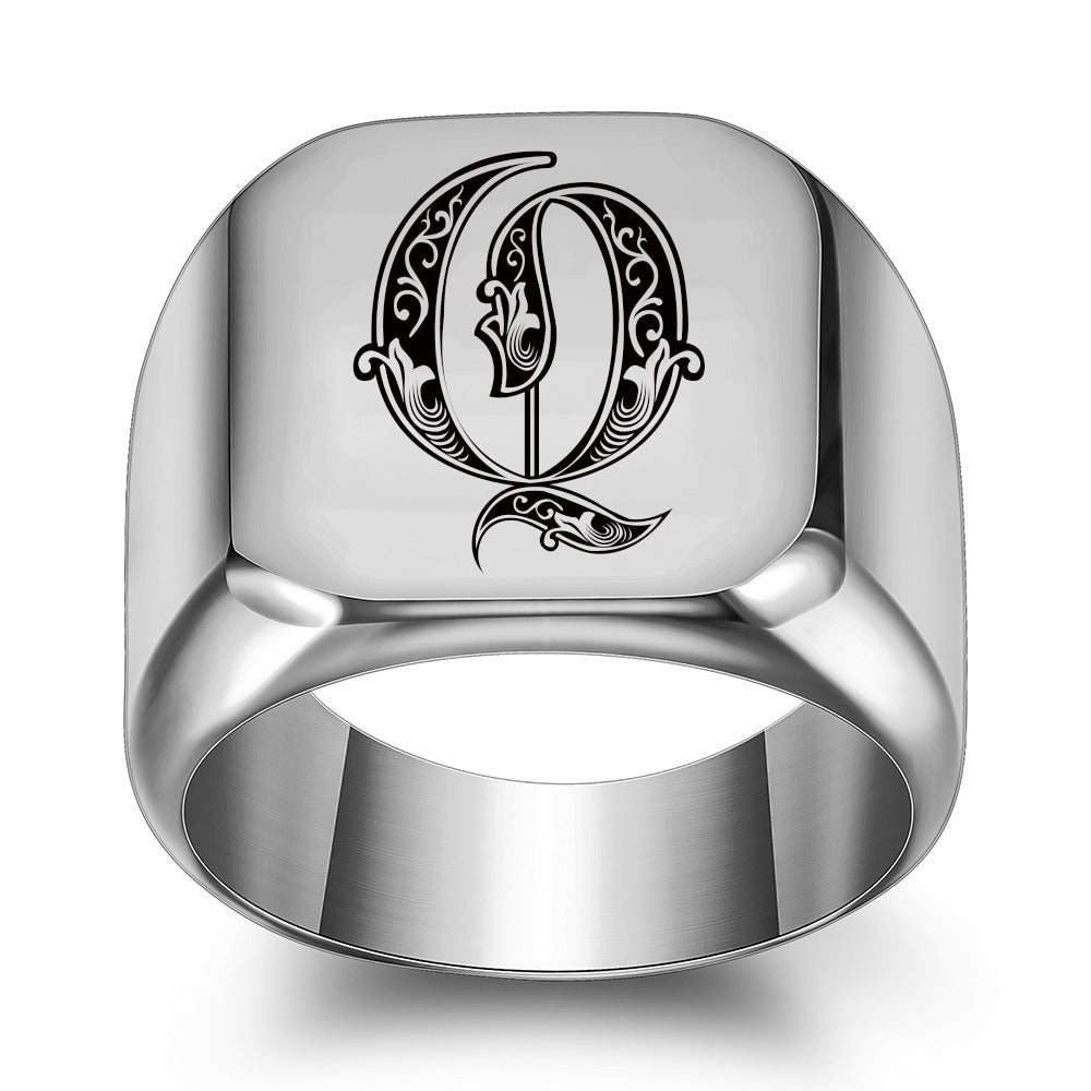 Anello con Iniziale Classic Noble | Oro Bianco