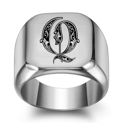 Anello con Iniziale Classic Noble | Oro Bianco