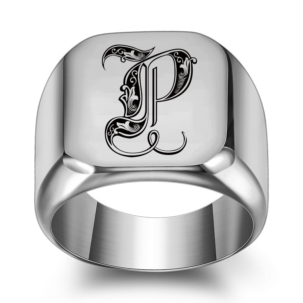 Anello con Iniziale Classic Noble | Oro Bianco