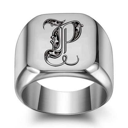 Anello con Iniziale Classic Noble | Oro Bianco
