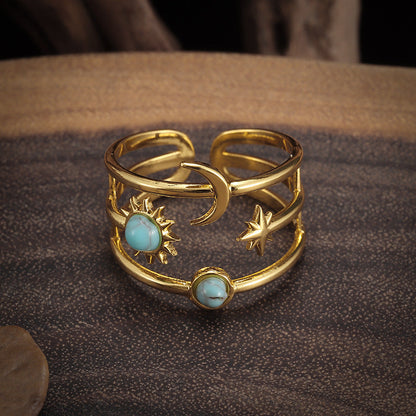 Anello Soluna Orbit Turchese | Oro