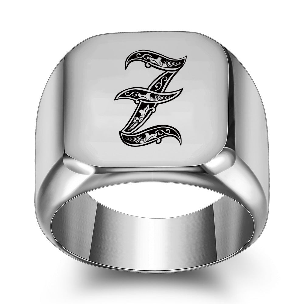 Anello con Iniziale Classic Noble | Oro Bianco