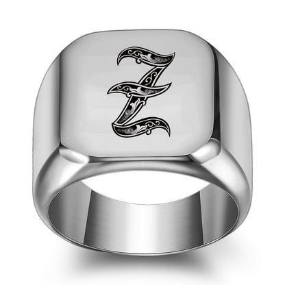 Anello con Iniziale Classic Noble | Oro Bianco