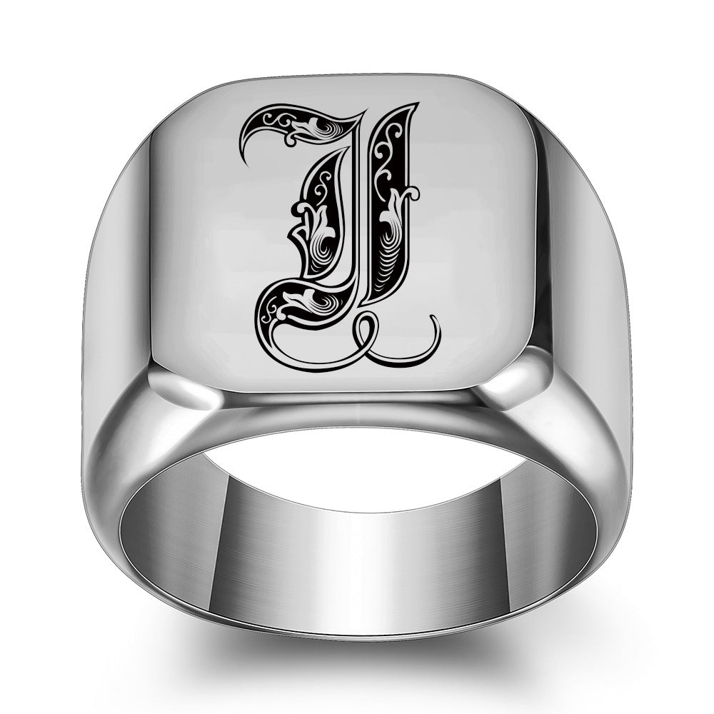 Anello con Iniziale Classic Noble | Oro Bianco