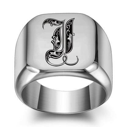 Anello con Iniziale Classic Noble | Oro Bianco