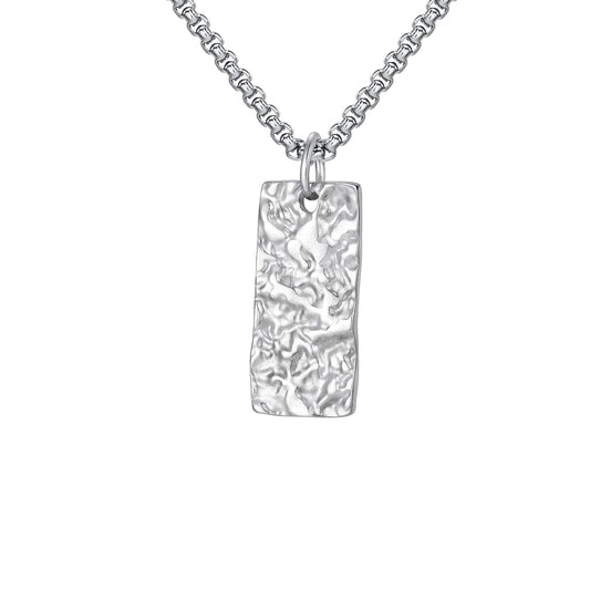 Collana Ziven con barra martellata | Oro bianco