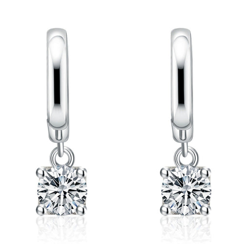 Aurora Square Drop Earrings | White gold