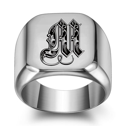 Anello con Iniziale Classic Noble | Oro Bianco