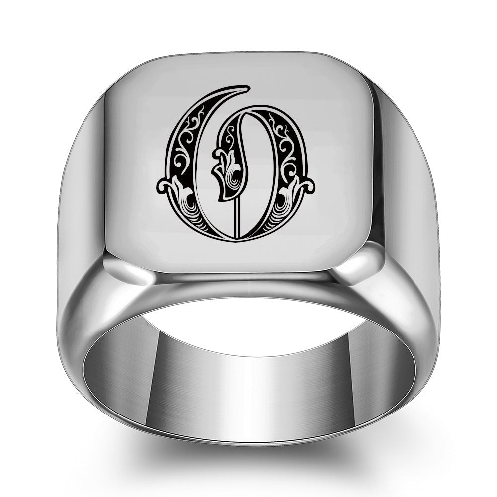 Anello con Iniziale Classic Noble | Oro Bianco