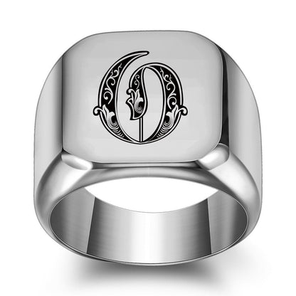 Anello con Iniziale Classic Noble | Oro Bianco