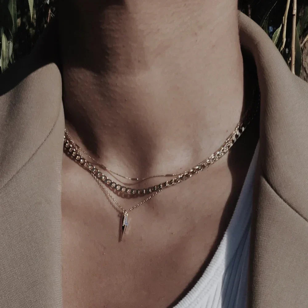Collana a catena groumette piatta | Oro bianco