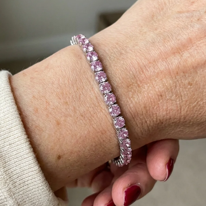 Bracciale tennis con zaffiri rosa | Oro bianco