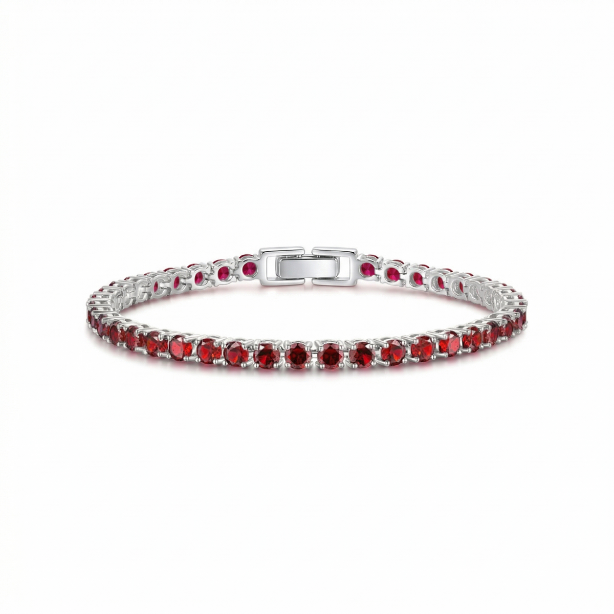 Bracciale tennis con rubini | Oro bianco