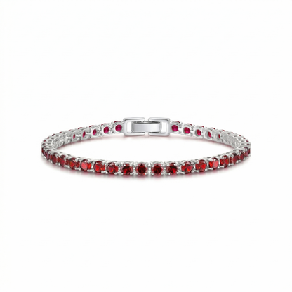 Bracciale tennis con rubini | Oro bianco